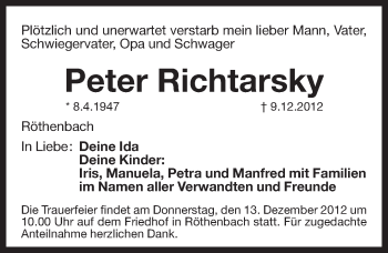 Traueranzeige von Peter Richtarsky von Pegnitz-Zeitung